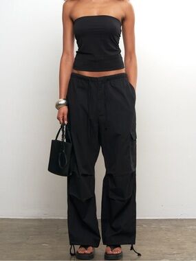 Local European Black Wide Leg Cargo Pants - WORN ONCE - XS / S